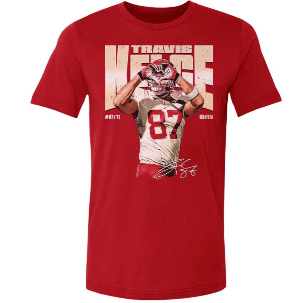 Travis Kelce Heart Kansas City Chiefs T-Shirt Red Size XL 500 Level NEW Swift